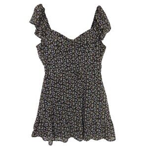 Lily Rose Baby Doll Dress Junior Women XXL‎ Black Floral Semi Sheer Lined Flirty